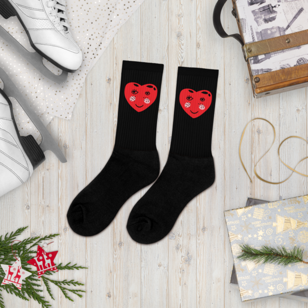 Lovely Heart Black Socks