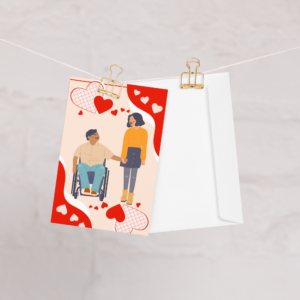 Man in Wheelchair and Woman Love Card
