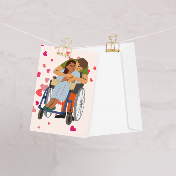 Disabled People on Wheelchair Love Card